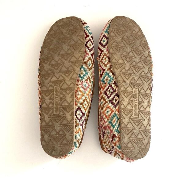 Minnetonka Red and Pink Aztec Boho Wool Slippers sz 9M Western Comfy Worm - Picture 7 of 8